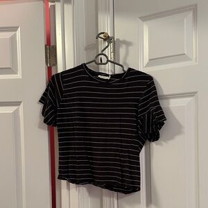 Dry Goods Black and White Striped Short Sleeve Tee